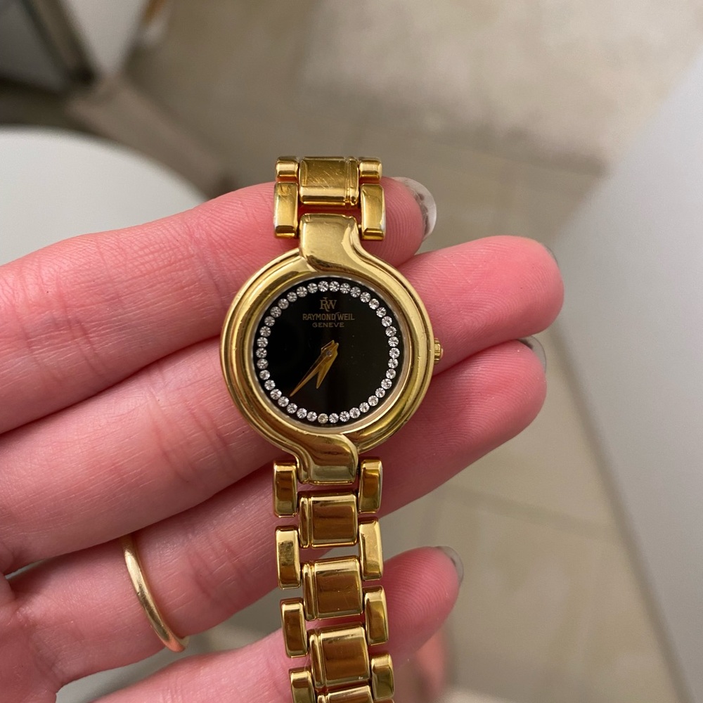 Raymond Weil gold womens quarts Diamond dial watch